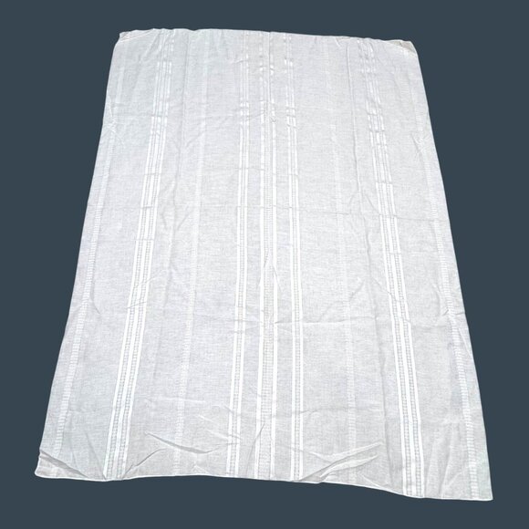 Gray & White Striped Cotton Linen Tablecloth 68.5"x 51" Beach House Coastal READ - Picture 3 of 4